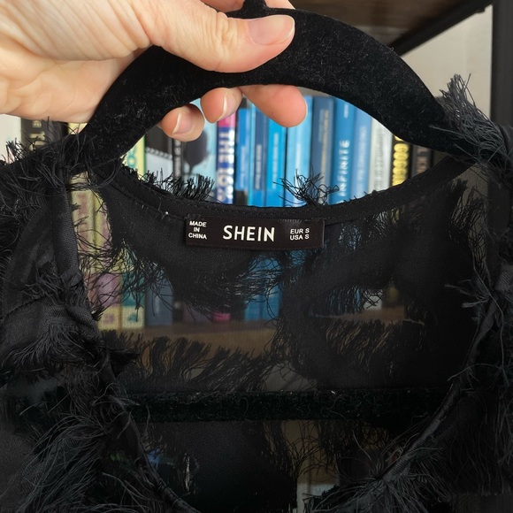 Black Sheer Feathered Top - Picture 6 of 6